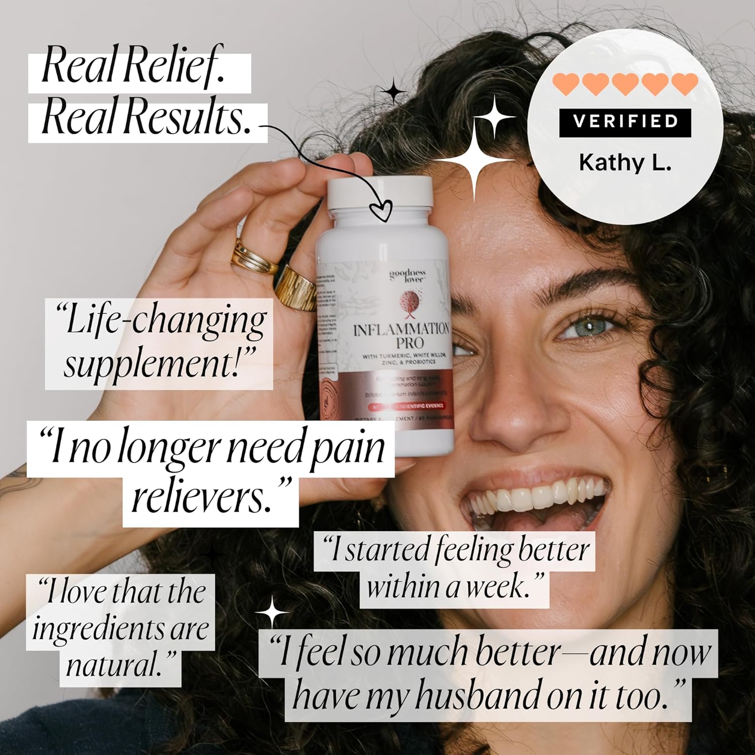 Goodness Lover Inflammation Pro, with 10 Billion CFU for Digestive Support, Curcumin, White Willow bark Extract, Zero fillers, Vegan, 30 Servings - Image 2