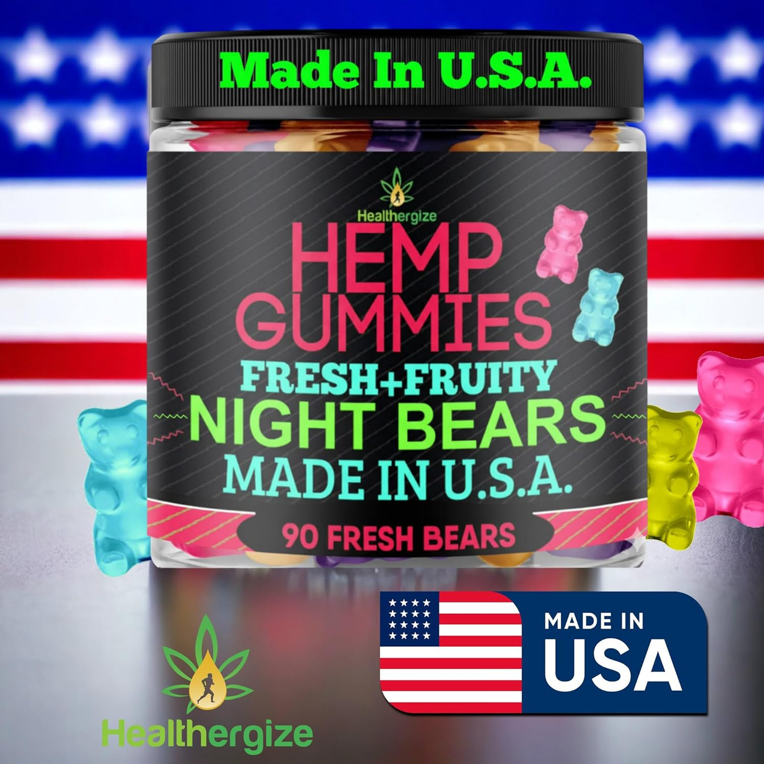 Hemp Gummies for Sleep-Calm Relaxation Fruity Gummy Bears Edibles, Restful Bedtime-Natural Hemp Oil Omega Candy-Made in USA-90 Count - Image 2