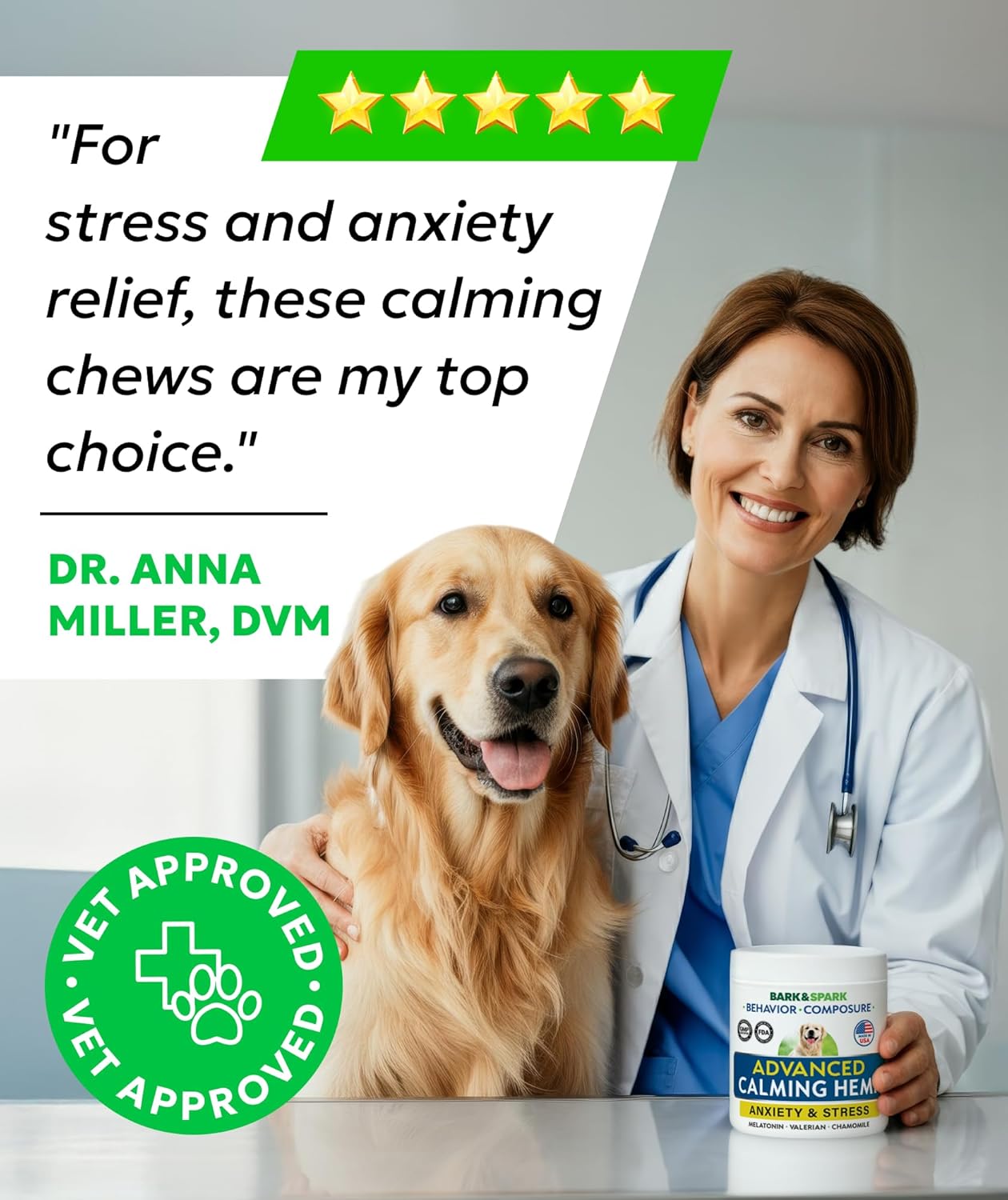 BARK&SPARK Advanced Calming Chews for Dogs - Hemp Chew + Melatonin - Anxiety Relief - Sleep Aid - Relaxing Treats - Stress Relief During Fireworks, Storms, Thunder, Barking - Image 7