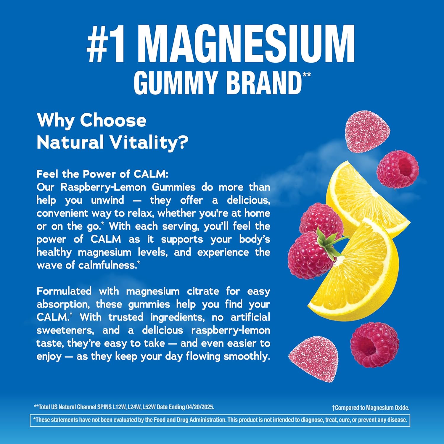 Natural Vitality Calm, Magnesium Citrate Supplement, Stress Relief Gummies, Supports a Healthy Response to Stress, Gluten Free, Vegan, Raspberry Lemon, 120 Gummies - Image 4