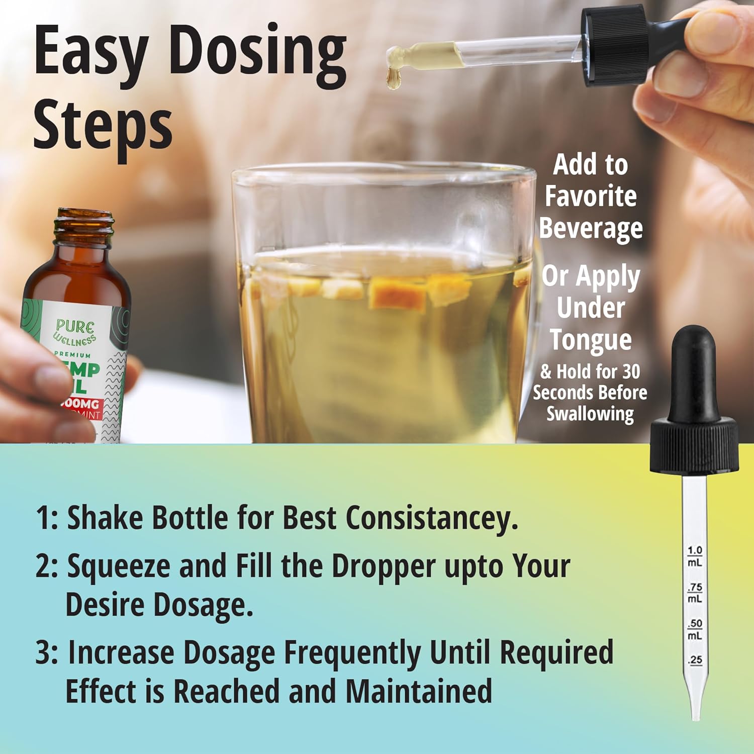 Organic Hemp Seed Oil (3 Oz), Peppermint Flavor, High Potency 30,000 mg - Helps in Natural Relief, Sleep, Relaxation & Mood, Transparent Hemp Oil Dosage, Non-Habit Forming - Non-GMO, Vegan - Image 3