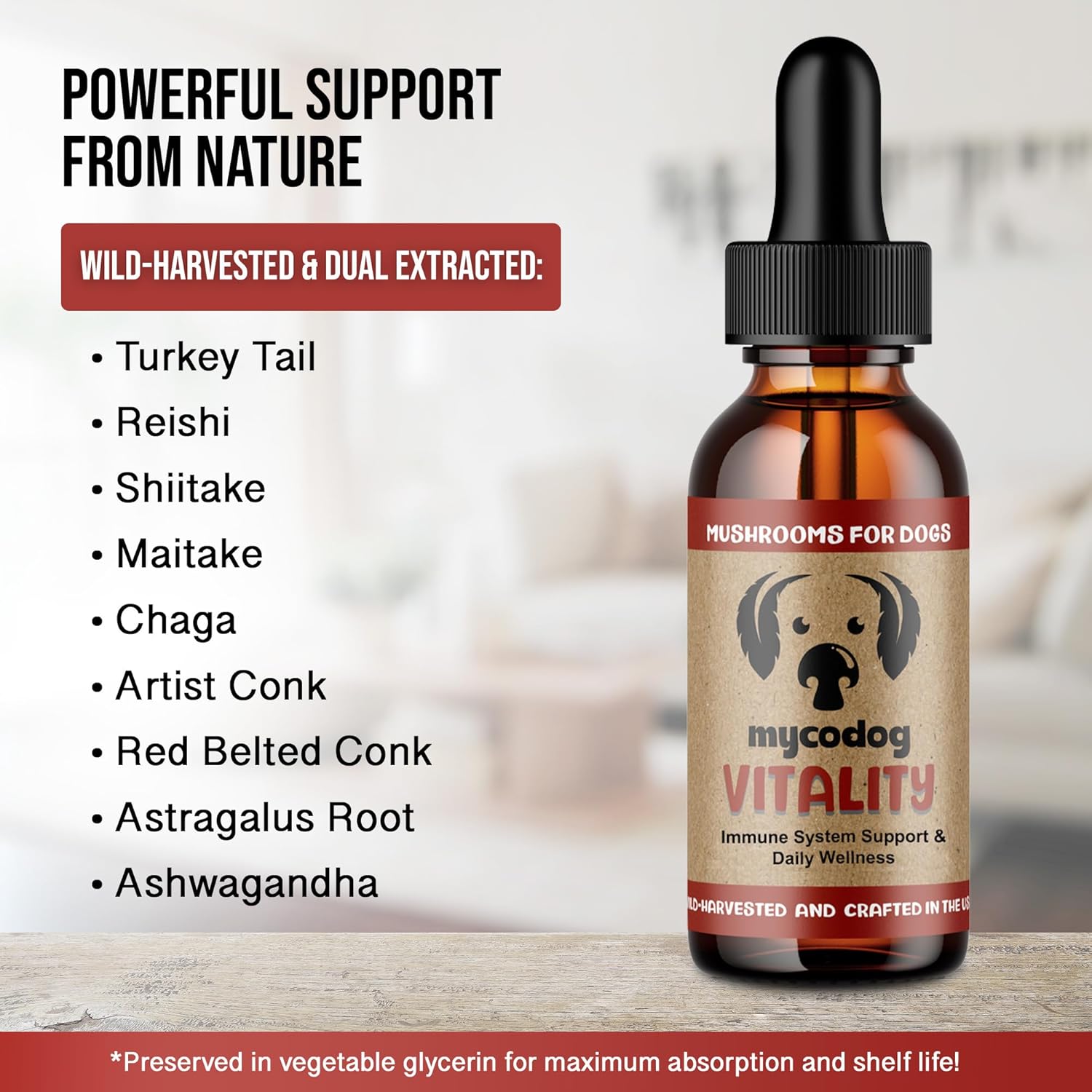 MycoDog Vitality - Mushroom & Adaptogen Supplement for Dogs - Immune Health, Senior Dog, & Daily Wellness Support - Turkey Tail Mushroom for Dogs, Reishi, Chaga - Image 4
