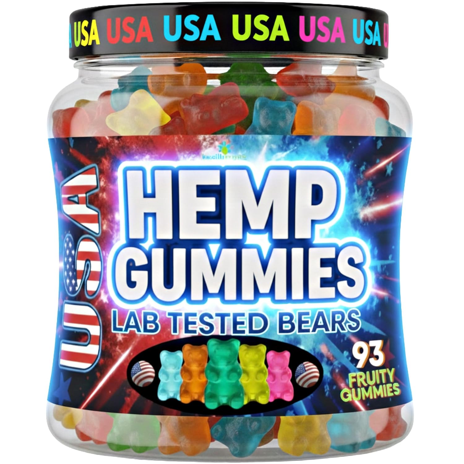 Hemp Gummies For Sleep And Calm-Hemp Oil Gummy Bears Edibles Fruity Candy-Made In USA-93 Bears