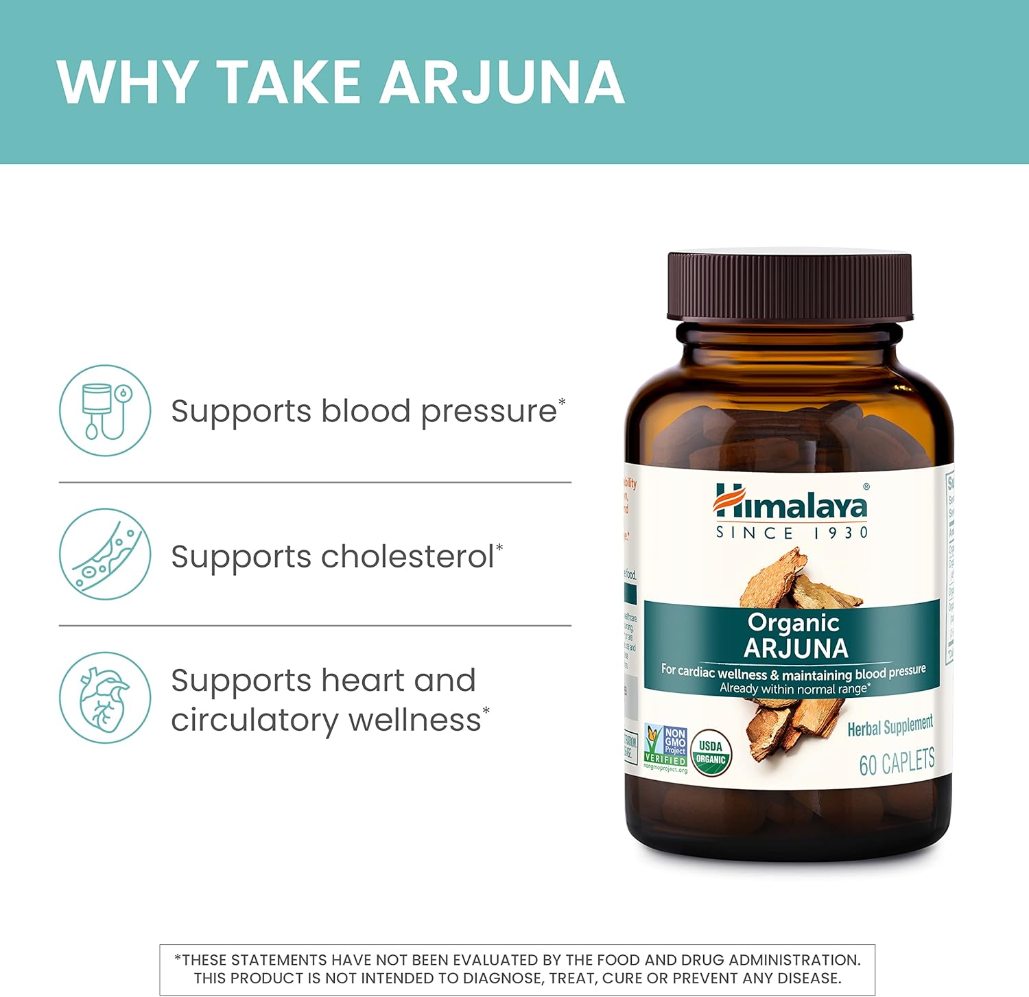 Himalaya Organic Arjuna, 60 Day Supply - Herbal Supplement Supporting Heart Health and Normal Blood Pressure - USDA Organic, Vegan, Non-GMO, Gluten Free, 700 mg, 60 Caplets - Image 4