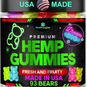 Hemp Gummies for Deep Sleep-Calm and Peace-Made in USA Hemp Oil Gummy Bear Candy Edibles-93 Count