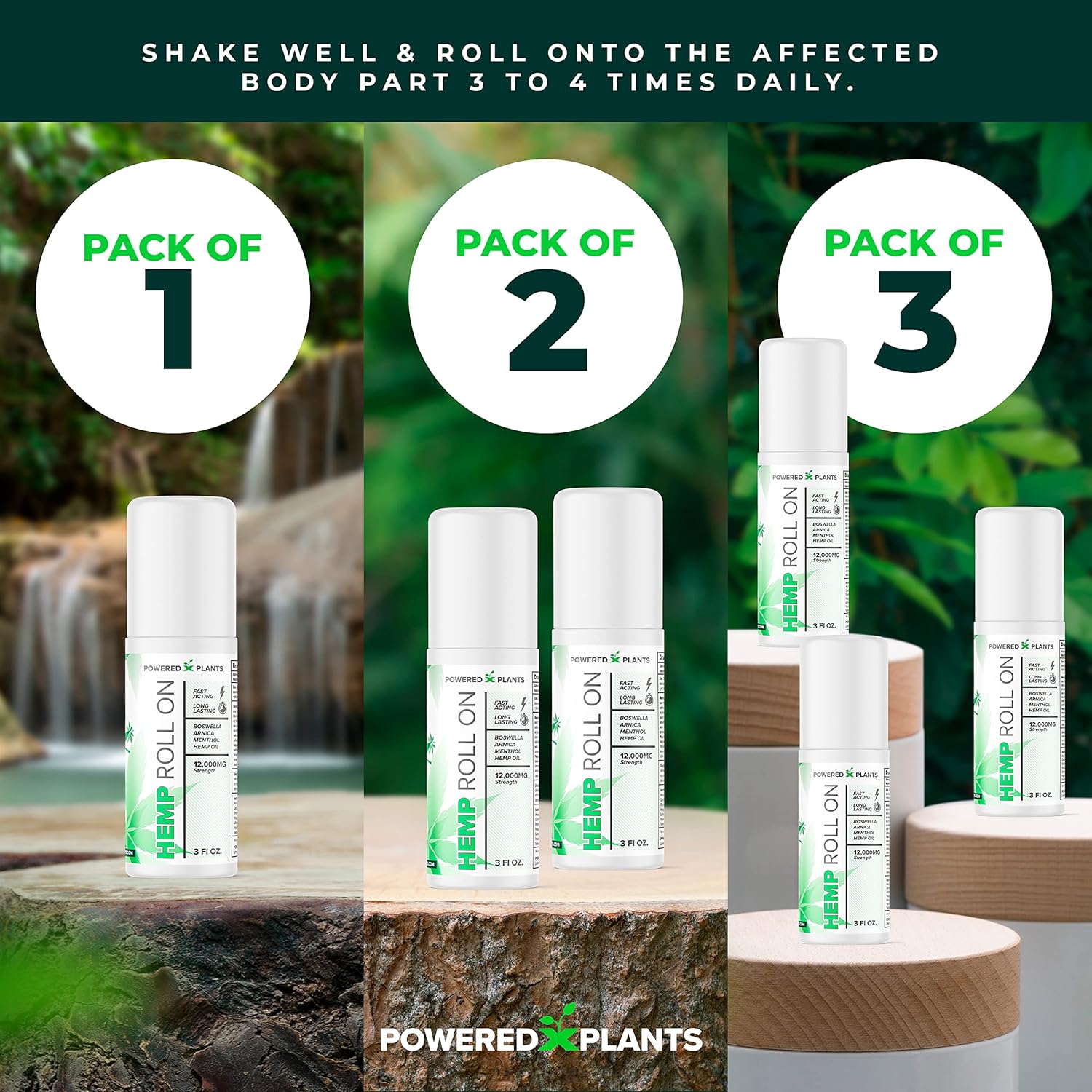 Hemp Oil Roll On - Menthol Rub with Boswellia & Arnica - 12,000mg Extra Strength Oil for Muscle Discomfort by Powered X Plants - Pack of 2, 3 fl.oz. - Image 6