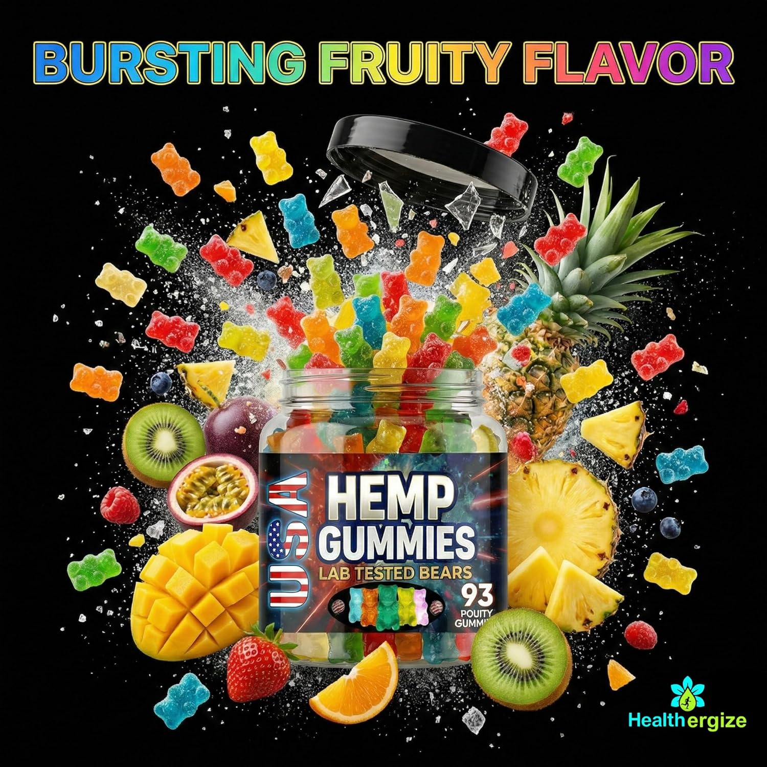 Hemp Gummies For Sleep And Calm-Hemp Oil Gummy Bears Edibles Fruity Candy-Made In USA-93 Bears - Image 5