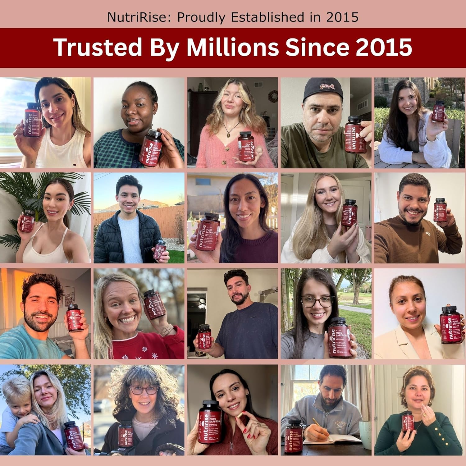 NutriRise Saffron Supplements 120 Capsules, 88.5mg Pure Extract - 4 Month Supply for Mood, Energy, Sleep, Stress & Cortisol Support - Non-GMO, Vegan & Gluten-Free for Women & Men - Image 9