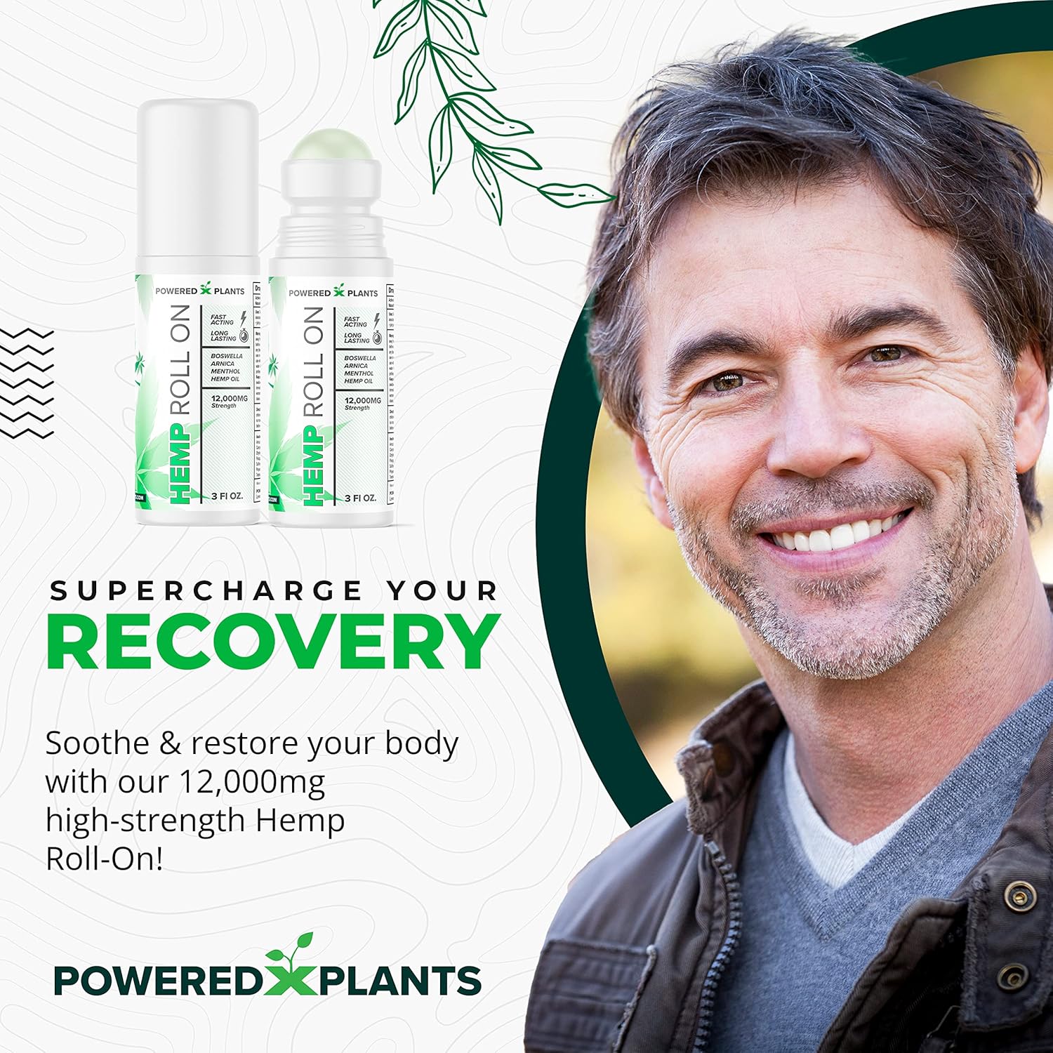 Hemp Oil Roll On - Menthol Rub with Boswellia & Arnica - 12,000mg Extra Strength Oil for Muscle Discomfort by Powered X Plants - Pack of 2, 3 fl.oz. - Image 2