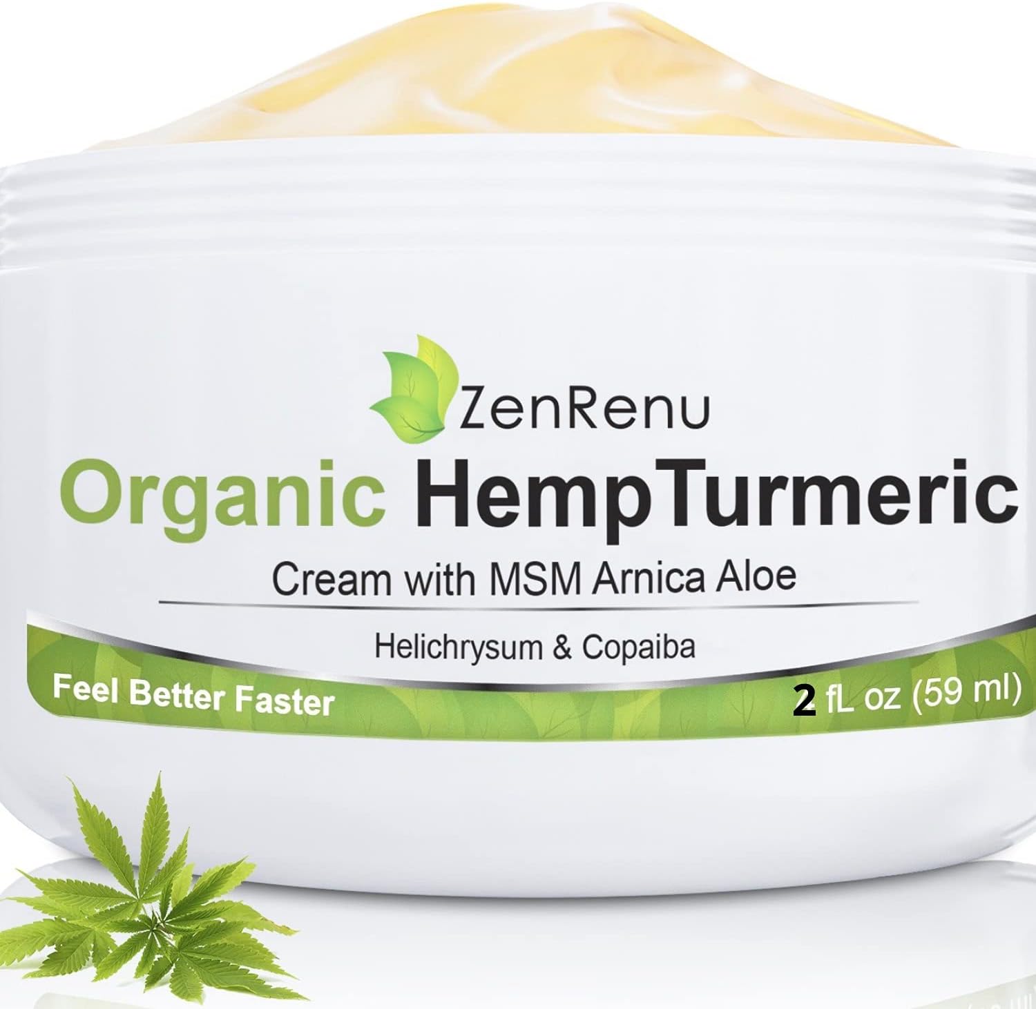 Zenrenu Hemp Joint & Muscle Relief Cream with Turmeric, Arnica, MSM, Hemp Oil & 7 Essential Oils - Non-Greasy & Soothing Formula for Back, Neck, Elbows, Knees, & Hip - ZenRenu, 2 oz
