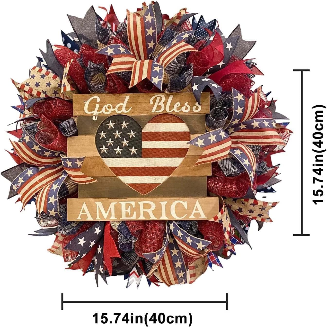 250th Anniversary Patriotic Wreath, Red White and Blue Wreath All-Weather Farmhouse Outdoor Holiday Decoration, Memorial Wreaths 3D Eagle Wreaths for Front Door (F) - Image 2