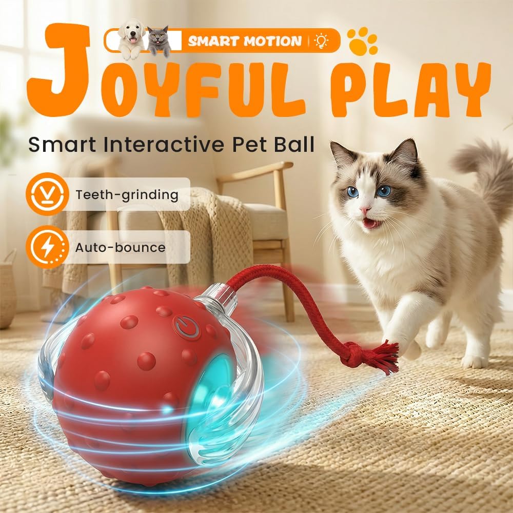 Interactive Cat Toy Ball for Indoor Cats, Strong Driver Fast Rolling on Carpet, Chirping & Motion Activated Automatic Cat Toy (Blue) - Image 2
