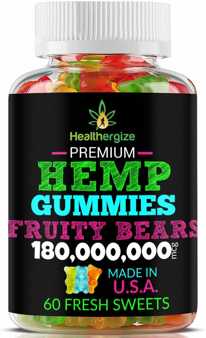 Hemp Gummy Bears for Calm and Peace-Fruity Flavor Natural Hemp Oil-for Chill, Sleep, Knees, Back-60 Gummies-Made in USA