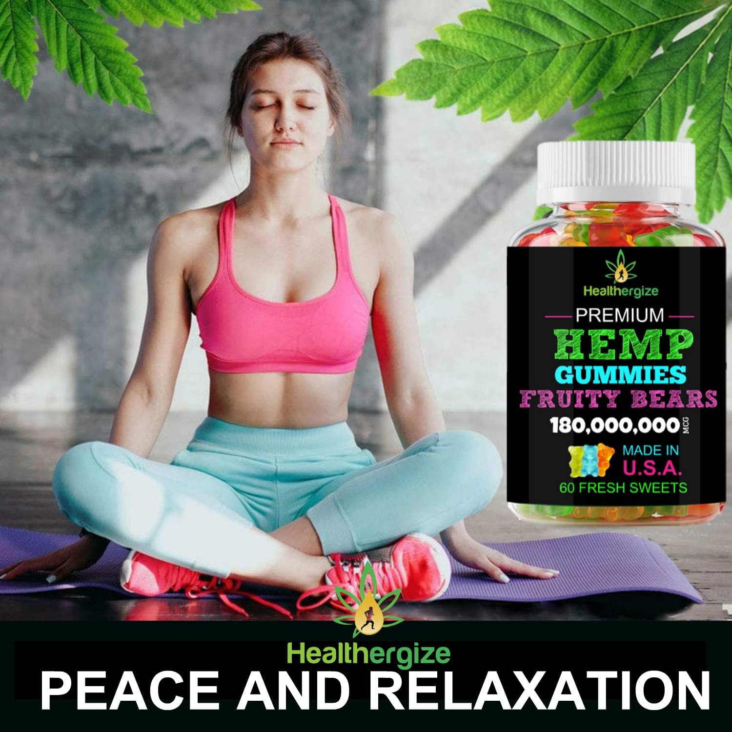 Hemp Gummy Bears for Calm and Peace-Fruity Flavor Natural Hemp Oil-for Chill, Sleep, Knees, Back-60 Gummies-Made in USA - Image 6