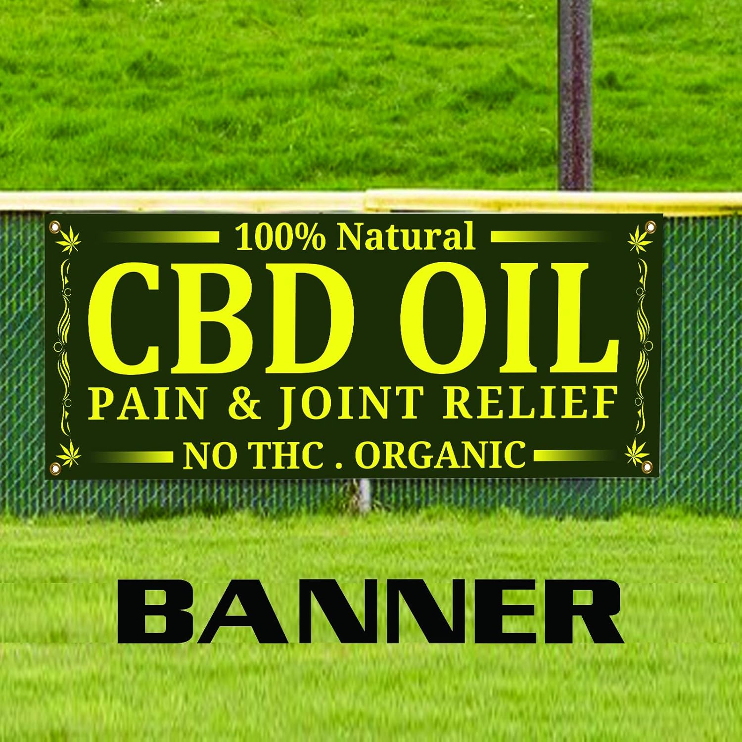 48" x 120" CBD Oil Organic Pain & Joint Relief Vinyl Store Shop Indoor Outdoor Advertising w/Grommets Easy to Hang Business Promotion Banner Sign