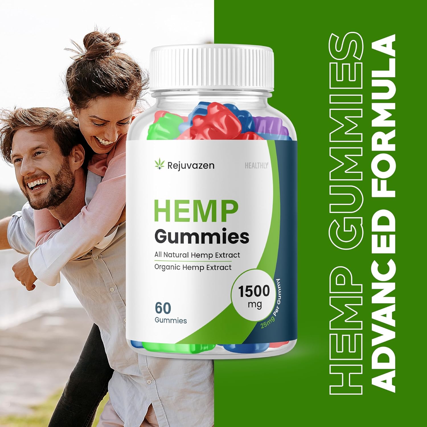 (2 Pack) Rejuvazen Gummies - Official Formula - Rejuvazen Hemp Gummies Blood Pressure Sugar Formula 300mg, Rejuvazen Gummies High Potency Blend Big Size Gummies 25mg Per Gummy 1500mg (120 Gummies) - Image 2