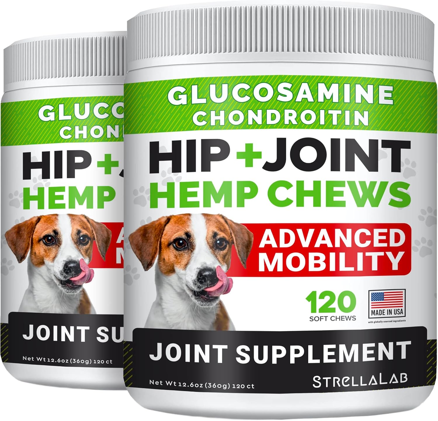 Hemp Treats Bundle - Glucosamine Dog Joint Advanced Mobility Chews + Omega 3 - w/Hemp Oil - Chondroitin, MSM - Joint Pain Relief - Hip & Joint Care - Chicken Flavor - 3 x 120 Ct - Made in USA - Image 2