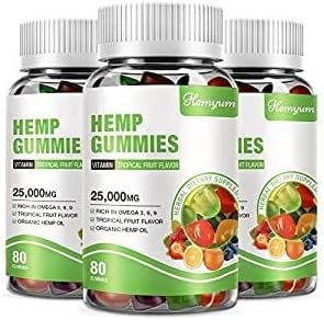 Hemp Gummies (3 Packs), High Potency Edible Gummies Extra Strength Mood Focus Calm Organic Hemp Oil Extract Vegan Bear Gummy - 240 Counts Candy