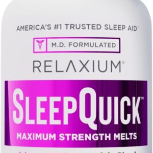 Relaxium Sleep Quick Maximum Strength Melts, Fast Acting Sleep Aid with 10 mg Melatonin, Drug Free Dietary Supplement, Vegan, Gluten Free, Made in USA, 100 Servings, Berry Flavor