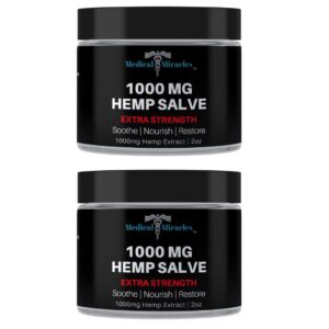Medical Miracles| Hemp 1000 Mg Salve | Ideal for Hips, Joints, Neck, Back, Elbows, Fingers, Hands, Knees| Pack of 2