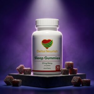 Sleep Gummies with Hemp Extract & L-Theanine Nighttime Calm Support Vegan, Low Sugar 30 Count