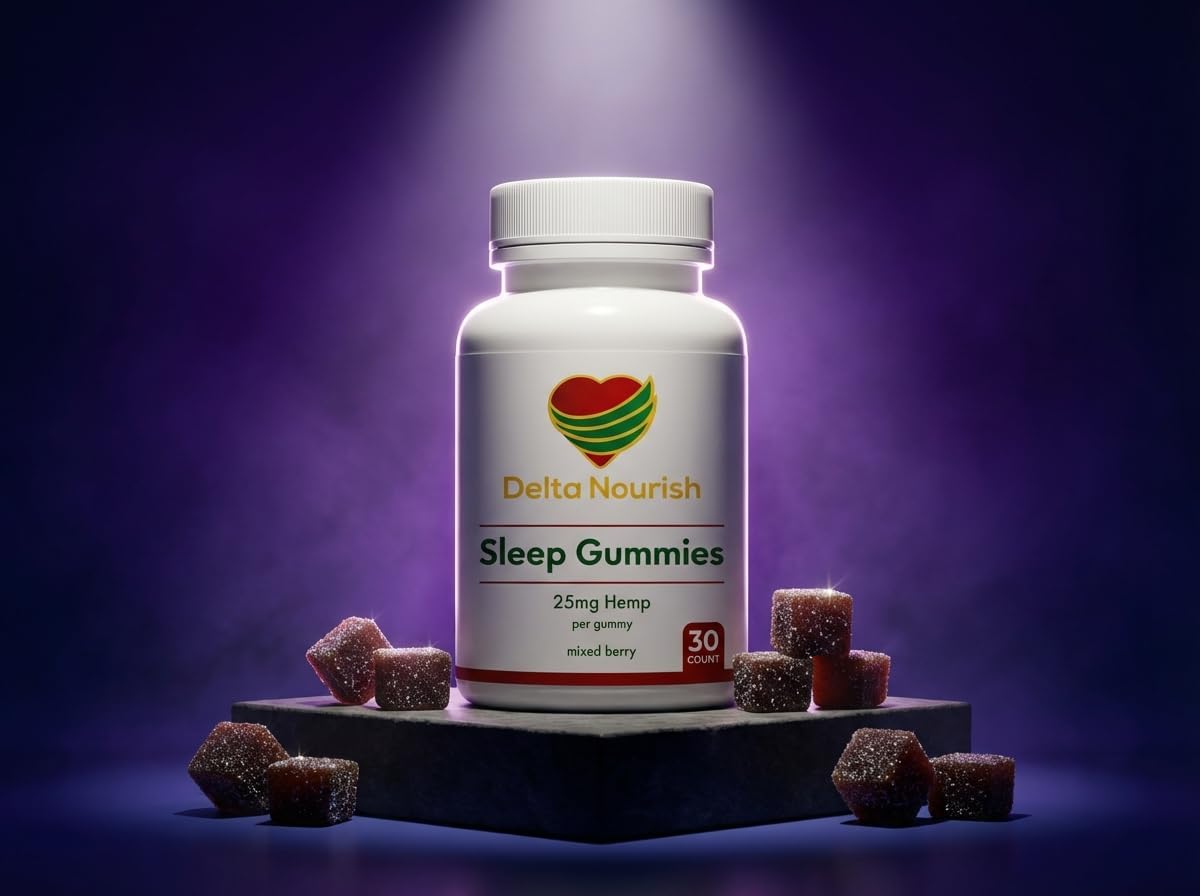 Sleep Gummies with Hemp Extract & L-Theanine Nighttime Calm Support Vegan, Low Sugar 30 Count