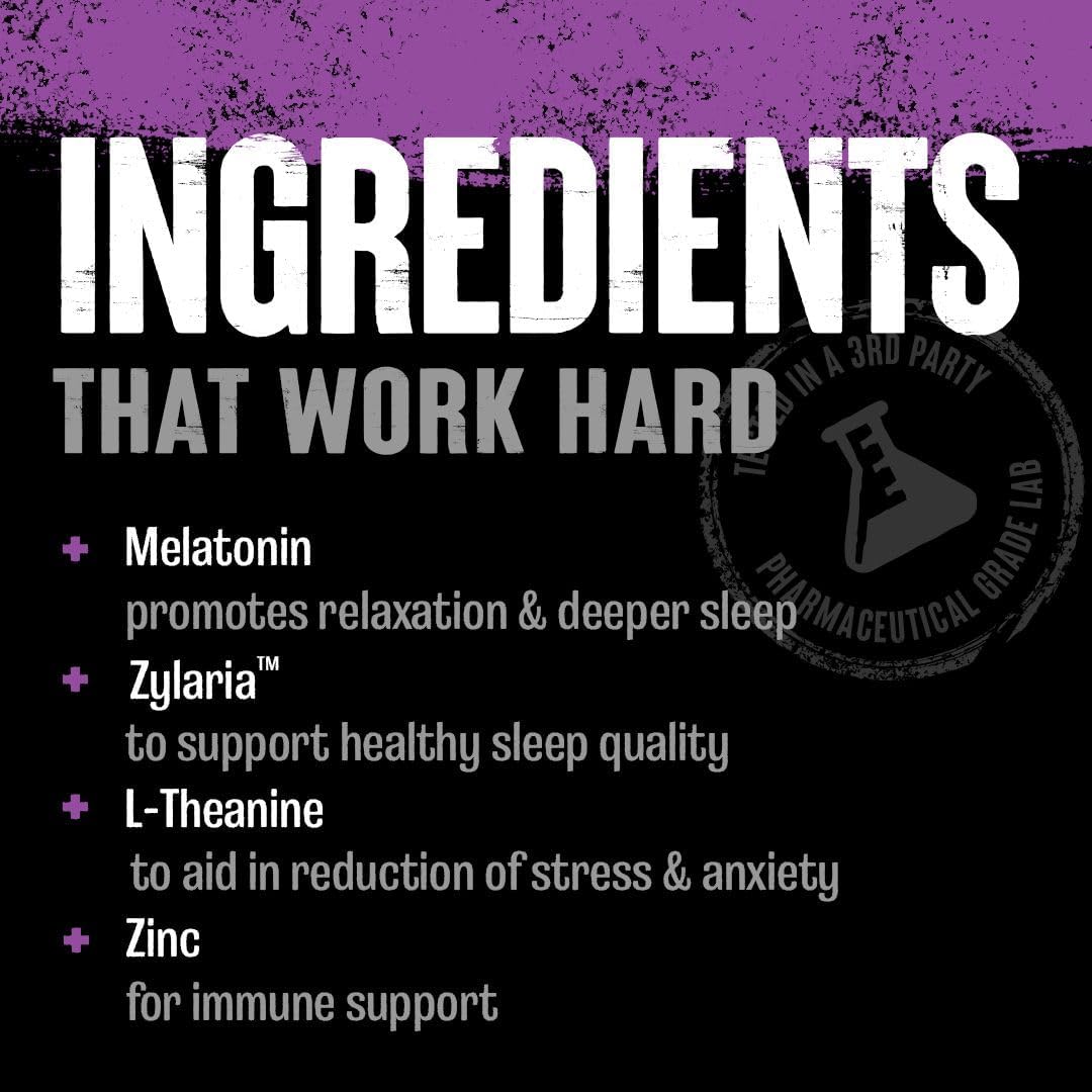 Animal PM - Sleep Aid for Adults Non-Habit Forming Relaxation Enhancer and Mood Support with Melatonin, L-Theanine, Zylaria, Zinc, Magnesium, Vitamin B6, GABA + AKG Anabolic Stack Supply, 30 Count - Image 2