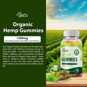 Natural Hemp Gummies High Potency for Pain Sleep Anxiety Relief Edible Gummy Made with Pure Hemp Oil Advanced Extra Strength, Low Sugar Gluten Free (2-Pack)