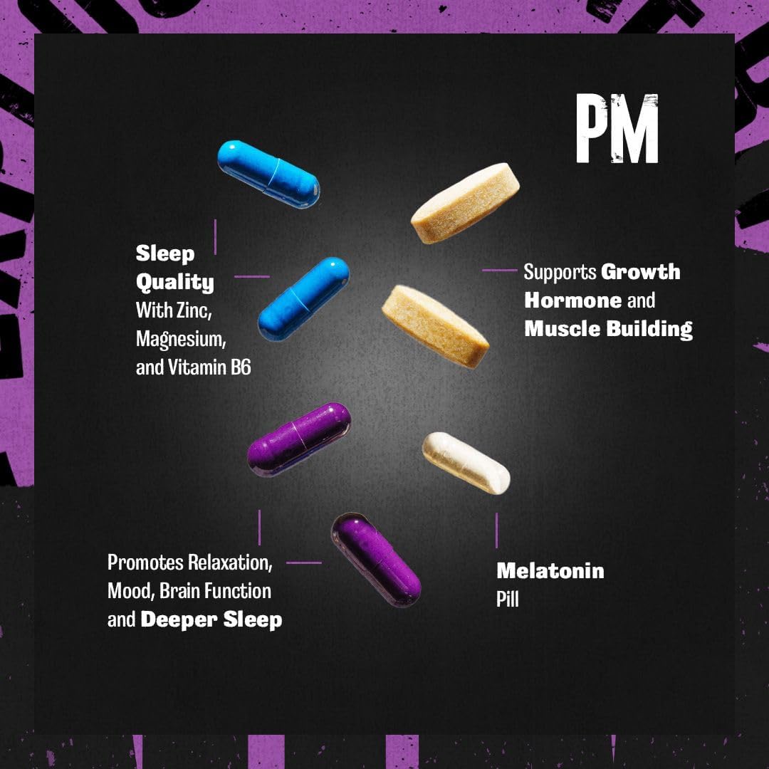 Animal PM - Sleep Aid for Adults Non-Habit Forming Relaxation Enhancer and Mood Support with Melatonin, L-Theanine, Zylaria, Zinc, Magnesium, Vitamin B6, GABA + AKG Anabolic Stack Supply, 30 Count - Image 3