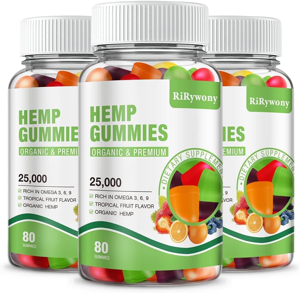 Hemp Gummies (3 Packs), High Potency Edible Gummies Extra Strength Mood Focus Calm Organic Hemp Oil Extract Vegan Bear Gummy - 240 Counts Candy