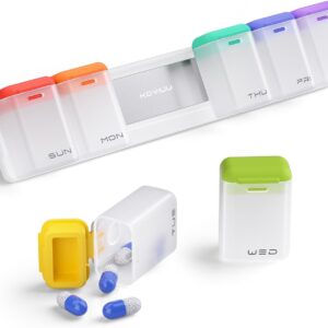 KOVIUU Weekly Pill Organizer Magnetic, Removable Pill Box 7 Day 1 Time a Day, Large Pill Case Travel, Week Once Daily Medication Dispenser, Medicine Container Holder for Supplement Vitamin, White
