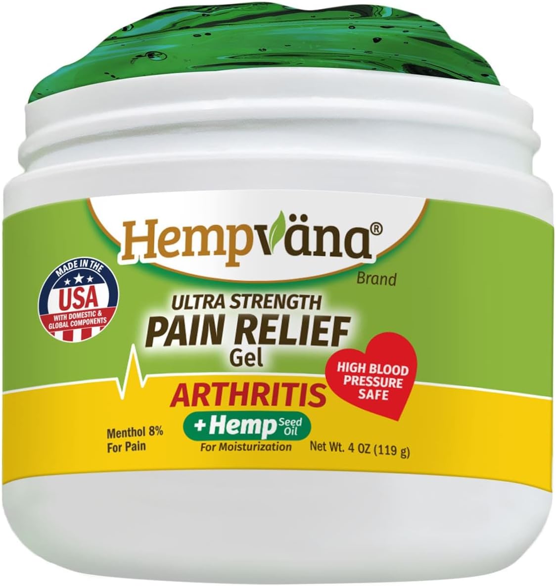 Hempvana Arthritis Pain Relief Gel, Ultra-Strength for Arthritis in Muscles & Joints. Enriched with Hemp Seed Oil, AS SEEN ON TV. Non-Greasy. Targeted Long-Lasting Relief. Works Fast, 3 Oz.