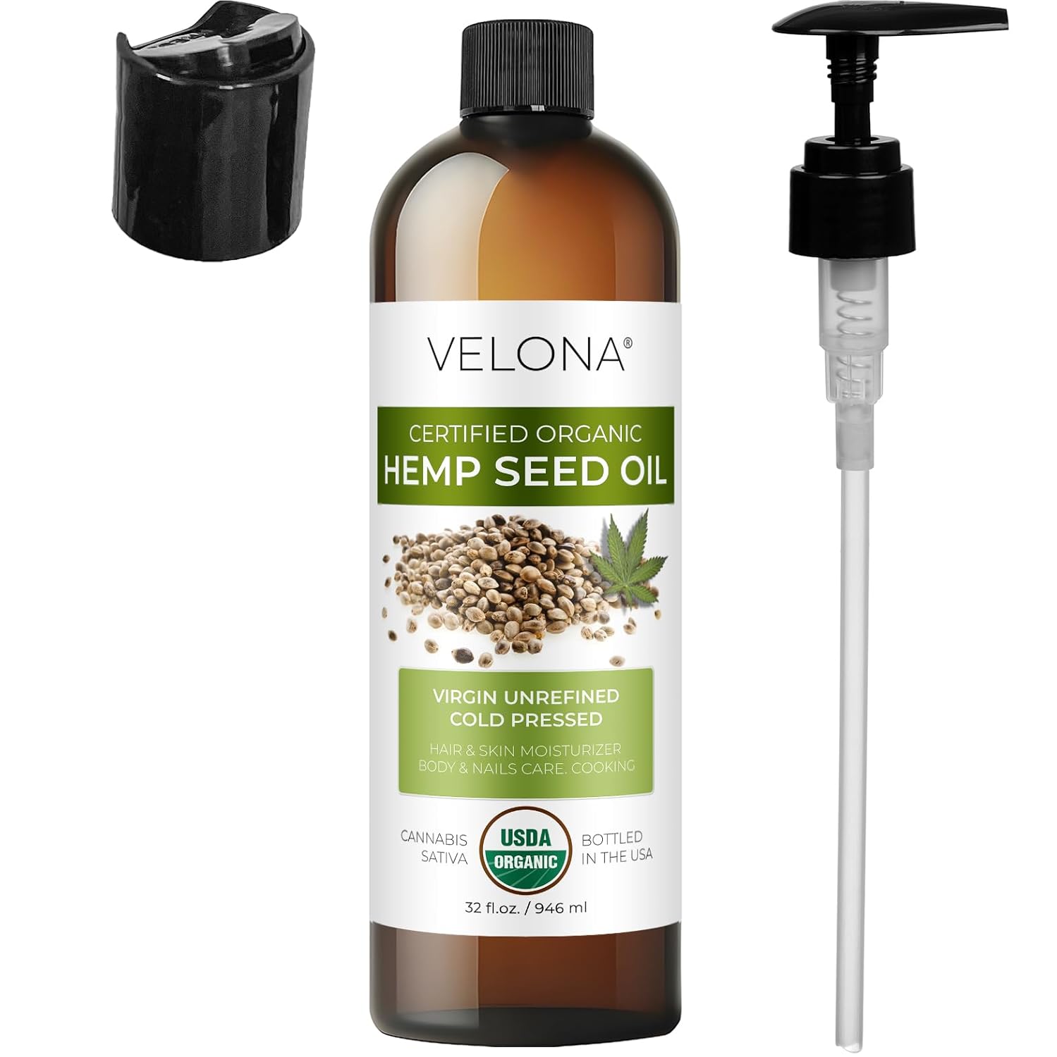velona Hemp Seed Oil USDA Certified Organic - 32 Fl Oz | 100% Pure and Natural Carrier Oil | Unrefined, Cold Pressed | Hair, Body, Face & Skin Care - Image 6