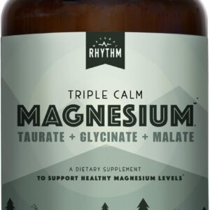Natural Rhythm Triple Calm Magnesium Complex - 120 Capsules, Chelated Magnesium Glycinate, Taurate & Malate, High Absorption Supplement for Sleep, Stress, Muscle & Heart Support, Non-GMO, Vegan