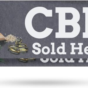 CBD Sold Here Vinyl Decal 2 Pack of 24 Inch x 9 Inch Weatherproof Heavy-Duty Adhesive Backing | Herbal Remedies, Stress Relief, Natural Wellness | Made in USA