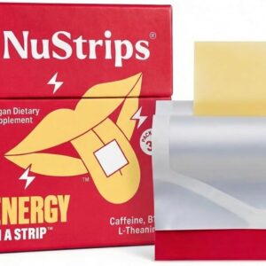 NuStrips™ Fast-Dissolving Energy Strips with 50mg Caffeine, L-Theanine & Vitamin B12 – Instant Energy & Focus Without Jitters or Crash – Works Faster Than Coffee – Soothing Cinnamon (30 Strips)
