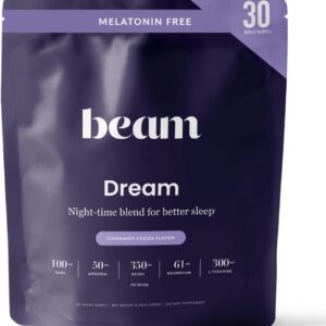 Beam Dream Sleep Powder, L-Theanine, Apigenin, Reishi and Magnesium, Third Party Tested Natural Sleep Aid & Sleep Supplement, Health and Wellness Gift, Natural Sleep Support, Non-GMO, 30 Servings