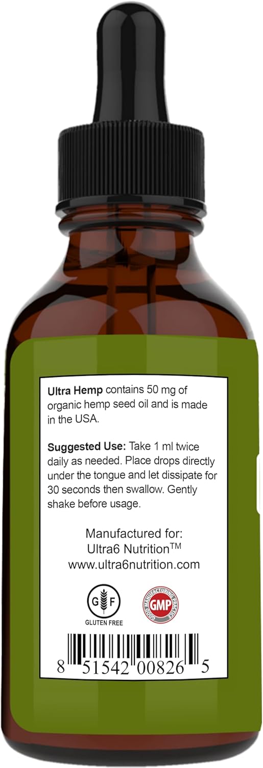 Ultra6 Nutrition Hemp Oil – Supports Smooth Movement, Flexibility & Joint Comfort – Hemp Oil for Bone Health – 120 Servings – Made in USA - Image 3
