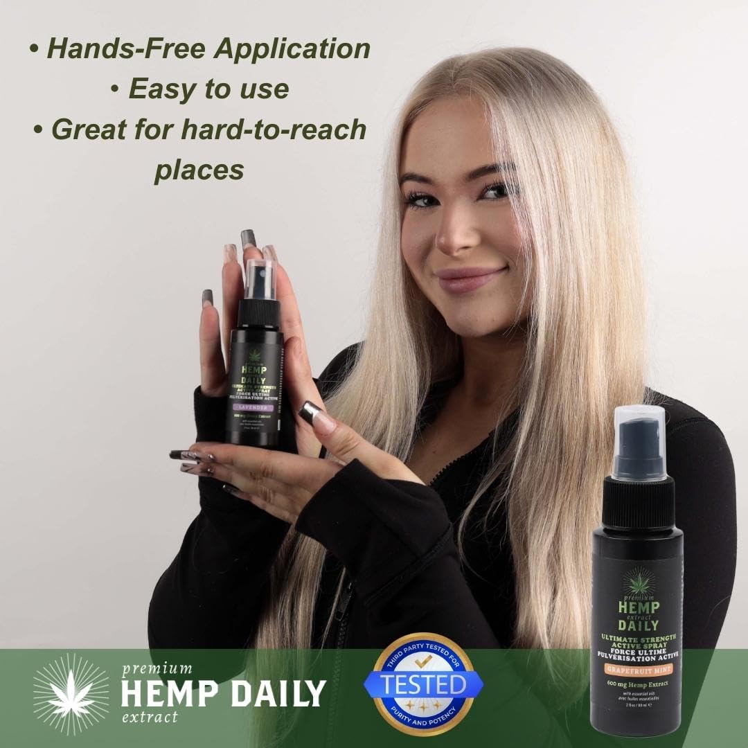 Earthly Body Hemp Daily Ultimate Strength Active Spray | Muscles, Joints, Back and Knee Hemp Spray with Essential Oils | Vegan, Organic Ingredients | Classic Mint, 2 Fluid Ounces - Image 2