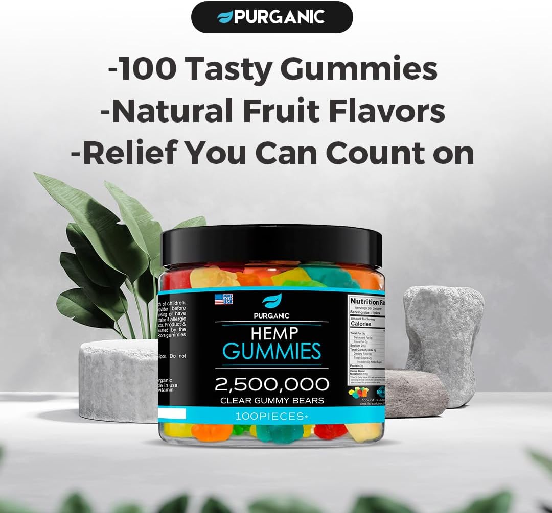 Hemp Gummies - Made in USA - 100% Natural and Tasty Fruit Flavors - 100ct - Image 7