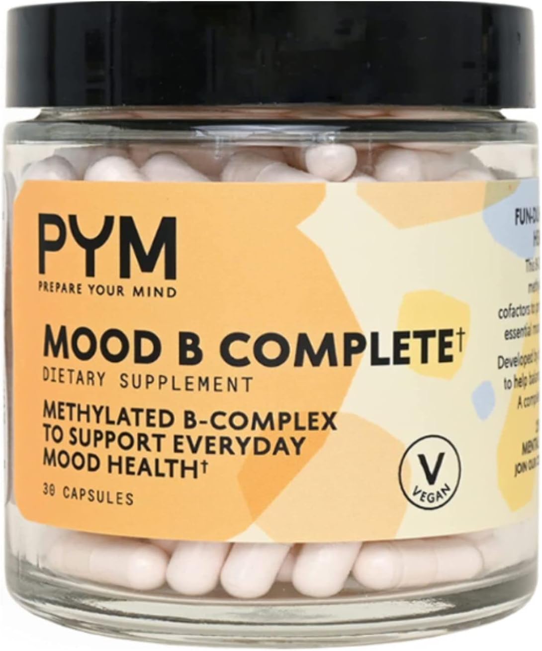 PYM Vitamin B Complex Mood Support Supplement (30 Count) | Methylated B Complex for Everyday Mood & Energy Support | Vitamin B6 and Vitamin B12 | Non-GMO, Vegan, Gluten-Free