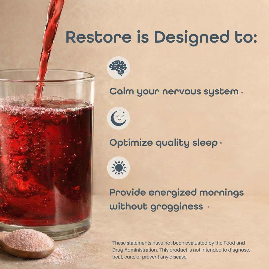 SleepHabits Restore | 30 Nights Magnesium Glycinate Powder Natural Sleep Aid with L-Theanine, Tart Cherry, Beet Root, | Calm Melatonin-Free Deep Sleep Supplement Drink for Recovery & Clear Mornings - Image 3