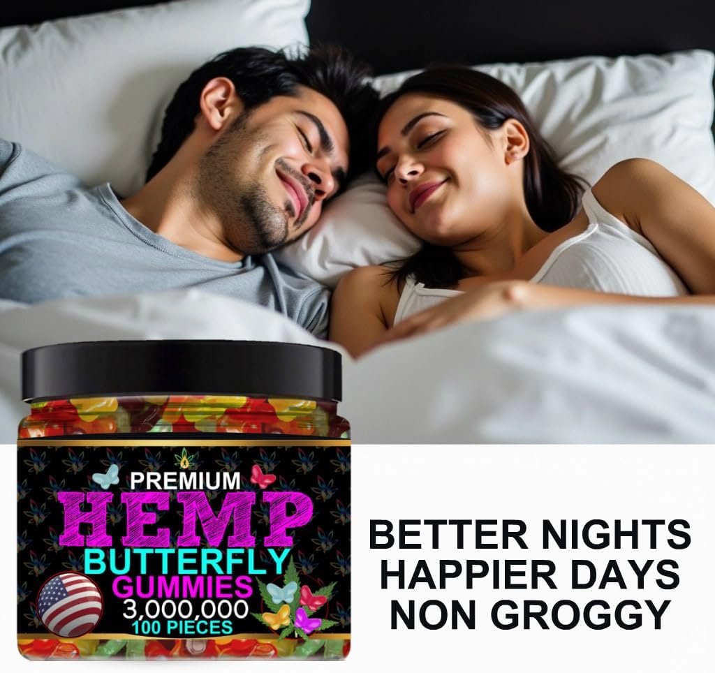 Hemp Gummies For Relaxation And Sleep-Fresh Hemp Oil Gummy Bear Candy Butterfly Shaped-Natural Hempseed Oil-Made In USA-100 Count - Image 2