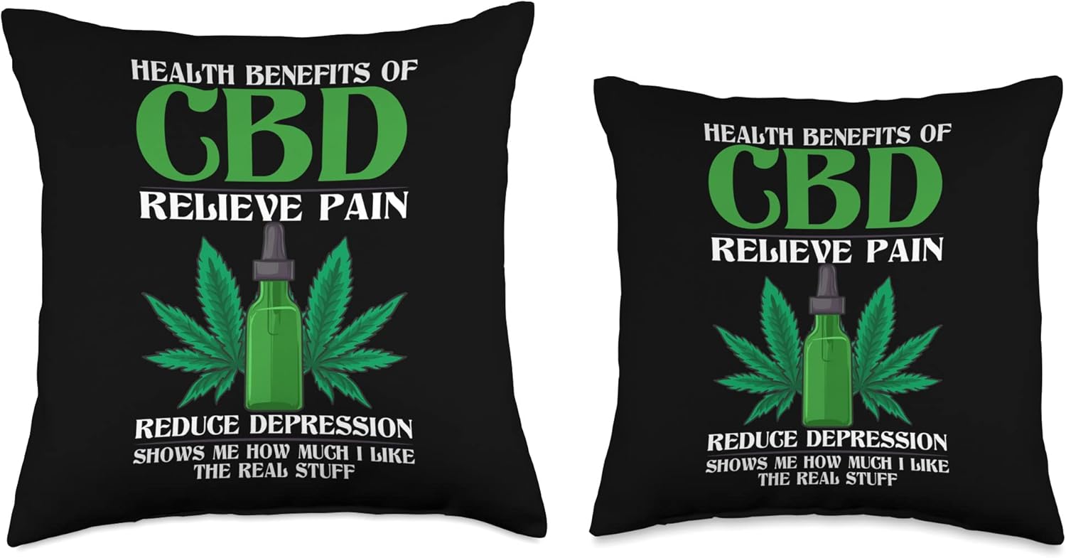 Health Benefits of CBD Relieve Pain Reduce Depression CBD Throw Pillow - Image 3