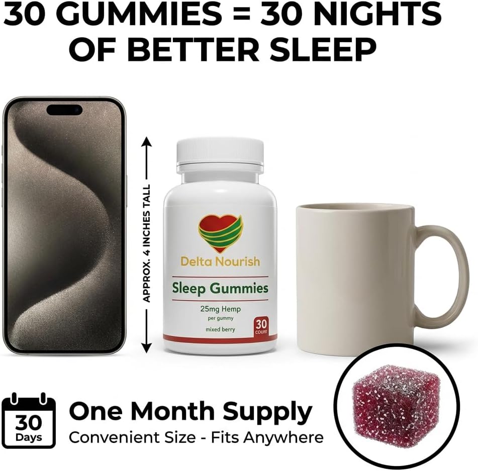 Sleep Gummies with Hemp Extract & L-Theanine Nighttime Calm Support Vegan, Low Sugar 30 Count - Image 4