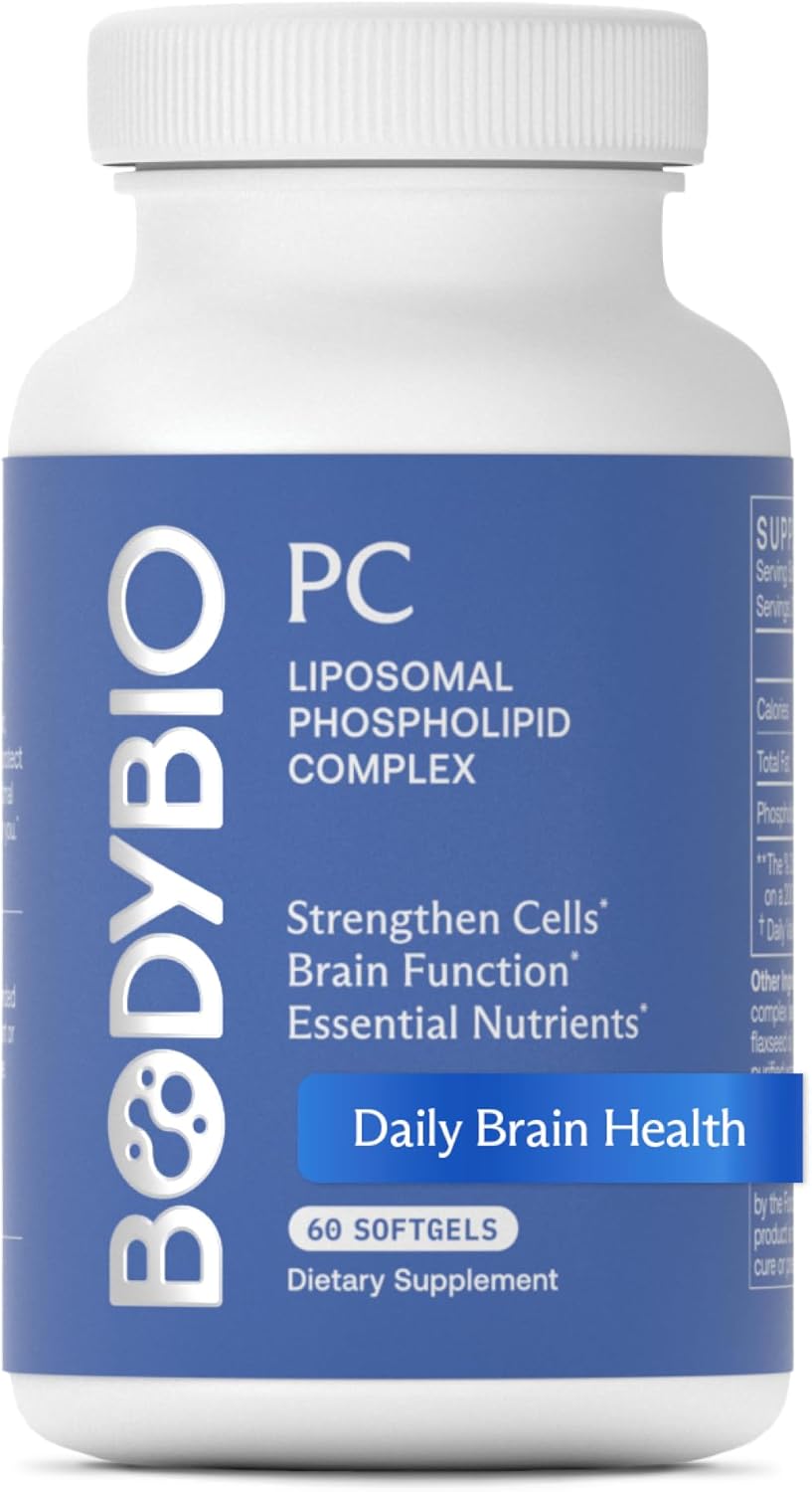BodyBio PC - Phosphatidylcholine for Brain Health, Mental Clarity, Cognitive Function, Cellular Repair & Healthy Aging, Phospholipid Complex Supplement for Gentle Daily Detox