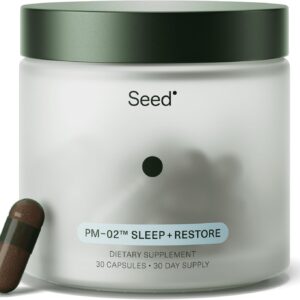 Seed PM-02 Sleep + Restore - Sleep Aid for Women & Men - Non-Habit Forming Bioidentical Melatonin & Ashwagandha - Vegan & Shelf-Stable - 30 Capsules (30-Day Supply)