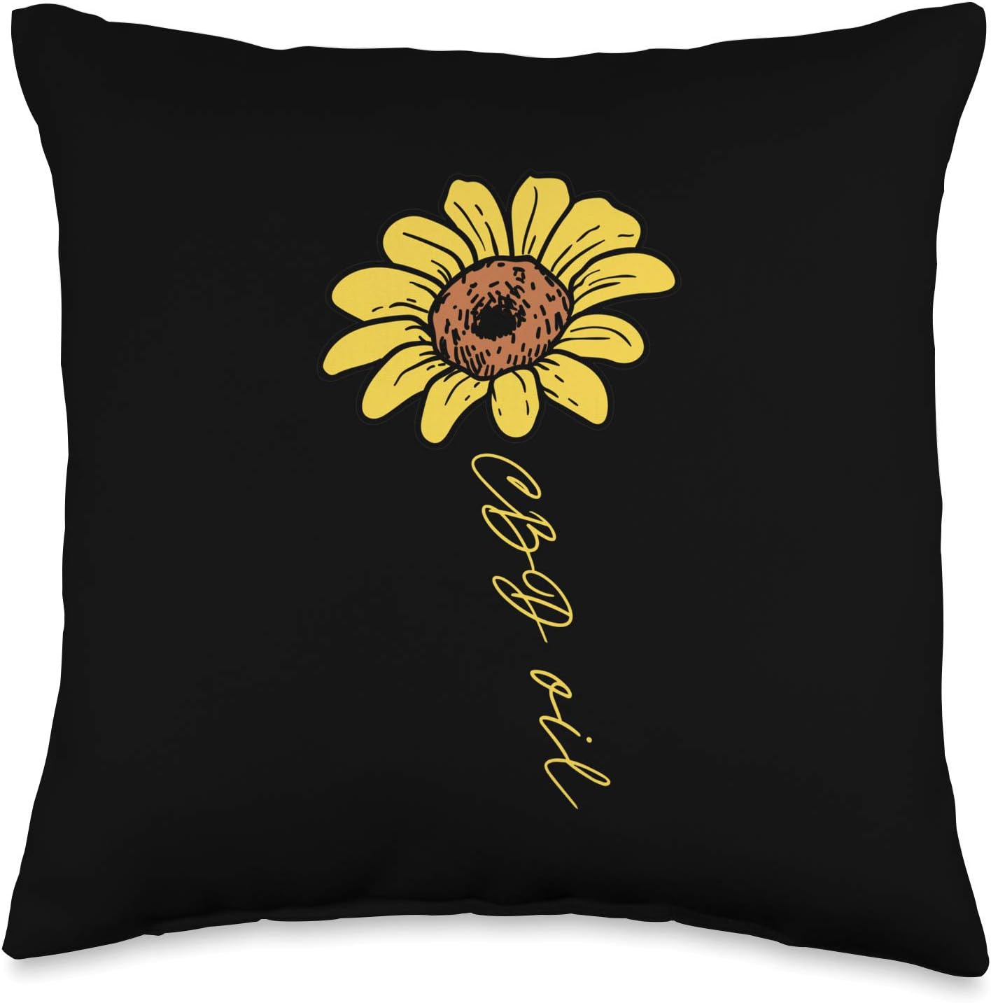 Sunflower CBD Oil Cannabis Hemp Organic Cannabidiol Throw Pillow