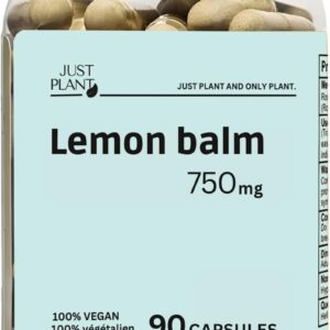 Organic Lemon Balm Capsules, 750 mg, 90 Vegan Capsules, Calming Herbal Support for Stress Relief, Calm Mood & Focus, Gluten-Free, GMP Certified Made in USA