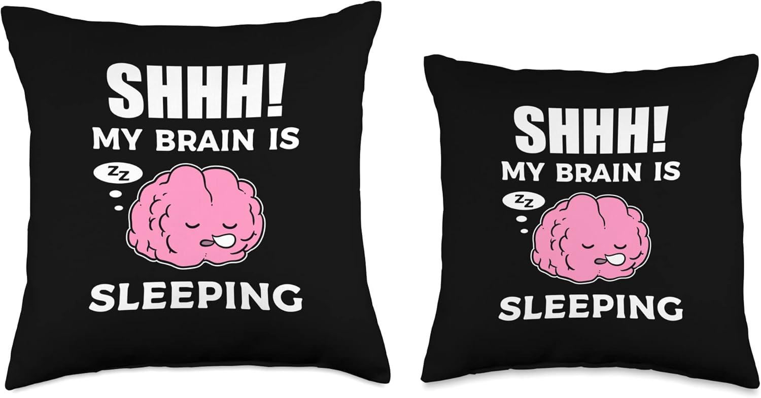 Brain is Sleeping Sleepy Insomniac Or Not Sleeping Well Throw Pillow - Image 3